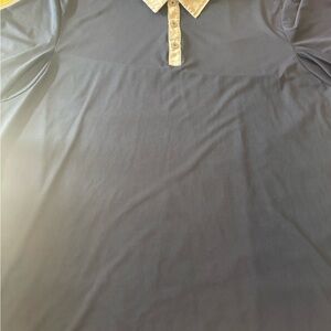 Adidas Navy Golf Polo with Silver Collar